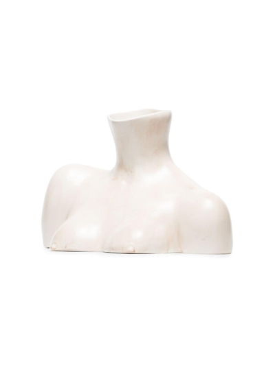 Shop Anissa Kermiche Breast Friend Ceramic Vase In Neutrals