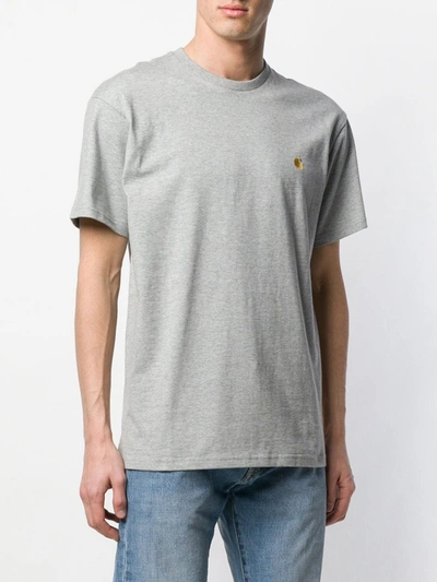 Shop Carhartt Logo T-shirt In Grey