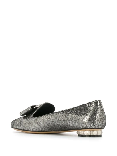 Shop Ferragamo Geometric Heel Loafers In Silver