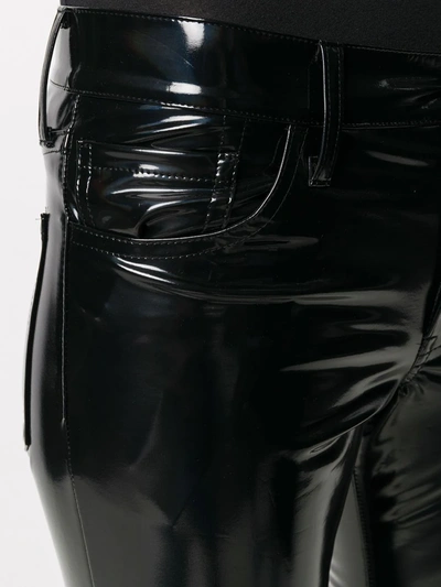 Shop Junya Watanabe Vinyl Cropped Trousers In Black