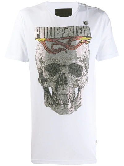 PHILIPP PLEIN ROUND NECK FLAME T-SHIRT - 白色