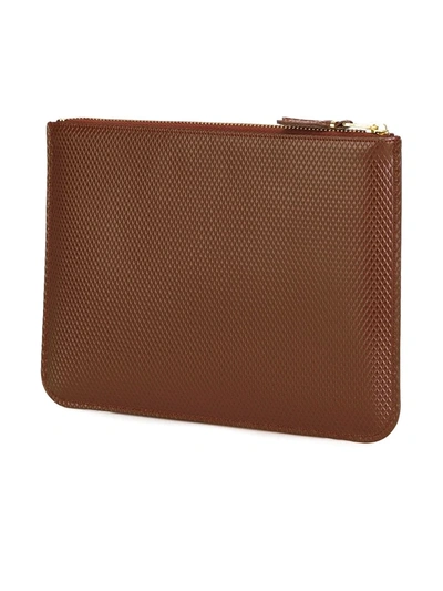 Shop Comme Des Garçons Textured Leather Clutch In Brown