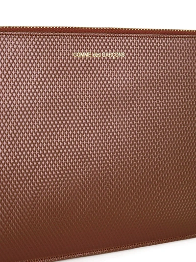Shop Comme Des Garçons Textured Leather Clutch In Brown