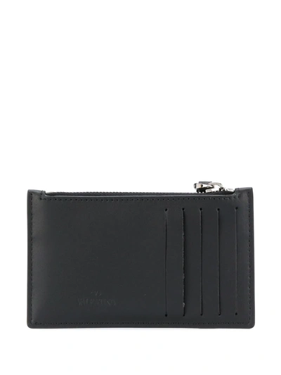 Shop Valentino Vltn Logo-print Zipped Cardholder In Black