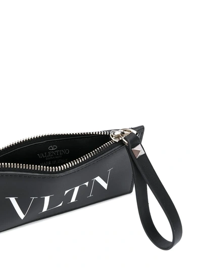 Shop Valentino Vltn Logo-print Zipped Cardholder In Black