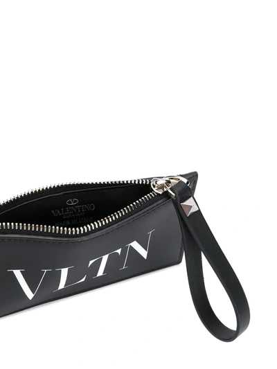Valentino Vltn Logo-print Zipped Cardholder In Black