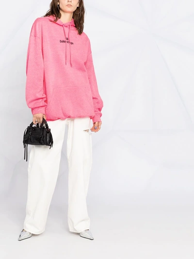 Shop Balenciaga Logo-print Hoodie In Pink