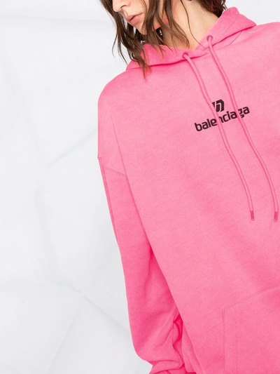 Shop Balenciaga Logo-print Hoodie In Pink