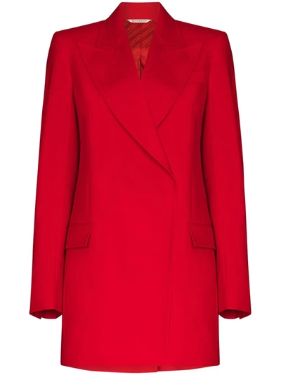 Shop Givenchy Double-breasted Wool Blazer In Red