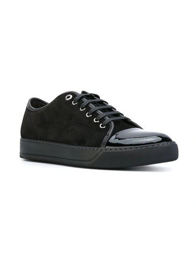 Lanvin Suede And Leather Cap-toe Sneakers In Black