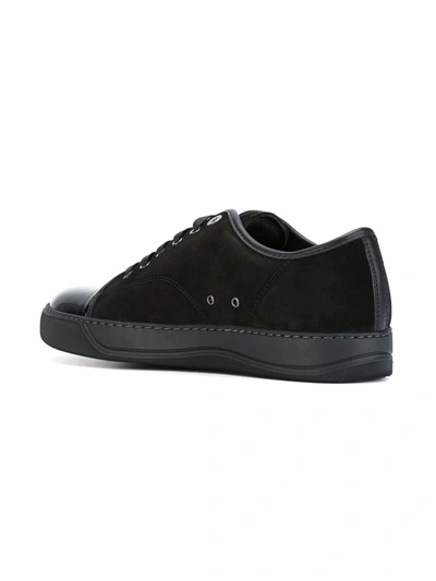 Lanvin Suede And Leather Cap-toe Sneakers In Black