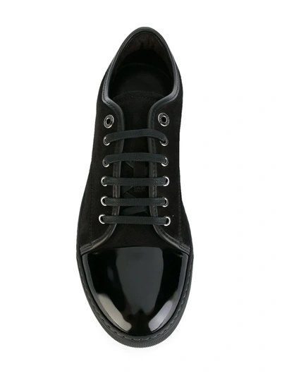 Lanvin Suede And Leather Cap-toe Sneakers In Black