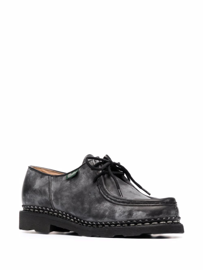 Shop Paraboot Distressed Lace-up Leather Shoes In Black