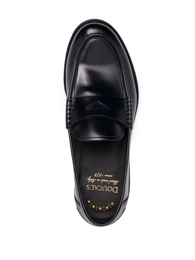 Shop Doucal's Leather Penny Loafers In Black