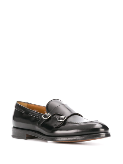 Doucal's Black Calf Leather Double-buckle Monk Shoes In Black