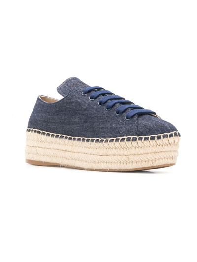 Shop Prada Denim Espadrille Sneakers In Blue