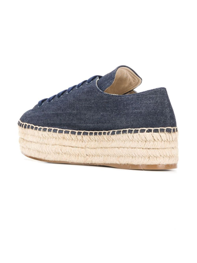 Shop Prada Denim Espadrille Sneakers In Blue