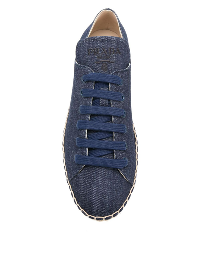 Shop Prada Denim Espadrille Sneakers In Blue
