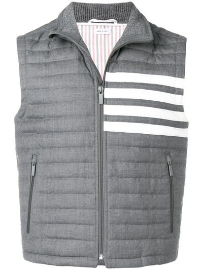 Shop Thom Browne 4-bar Down Quilted Vest In Grey