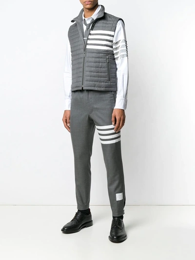 Shop Thom Browne 4-bar Down Quilted Vest In Grey
