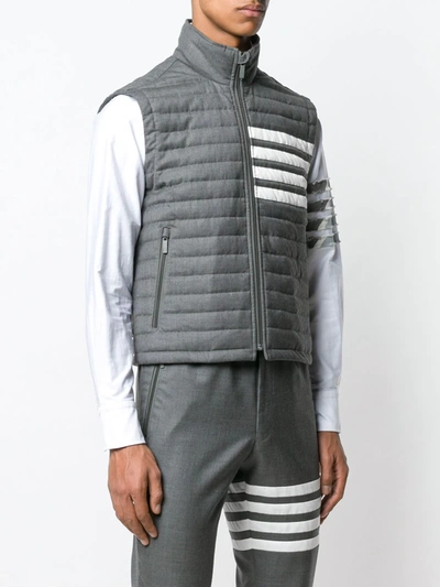 Shop Thom Browne 4-bar Down Quilted Vest In Grey