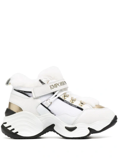 Shop Emporio Armani Chunky High-top Trainers In White