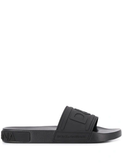 Shop Dolce & Gabbana Dg Logo Slides In Black