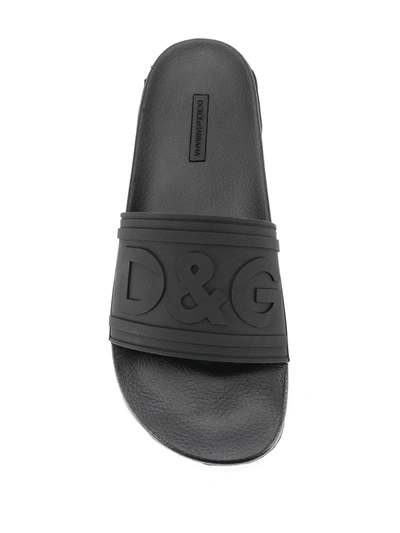 Shop Dolce & Gabbana Dg Logo Slides In Black