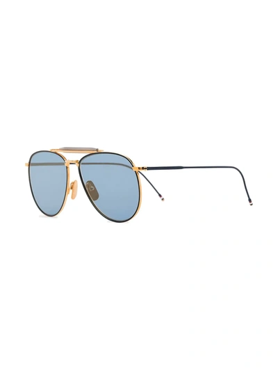 Shop Thom Browne 907 Pilot-frame Sunglasses In Metallic