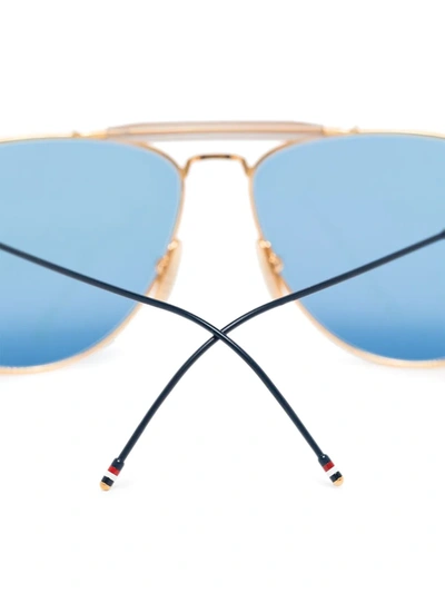 Shop Thom Browne 907 Pilot-frame Sunglasses In Metallic