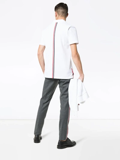 Thom Browne White Center-back Stripe Polo In White