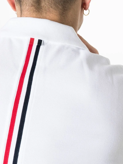 Shop Thom Browne Back-stripe Polo Shirt In White