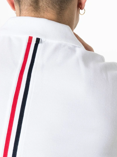 Thom Browne White Center-back Stripe Polo In White