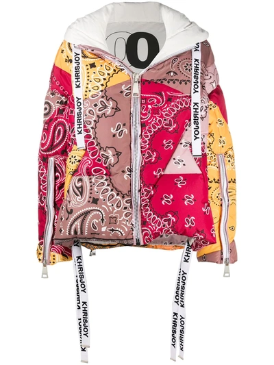 Shop Khrisjoy Bandana-print Puffer Jacket In Brown