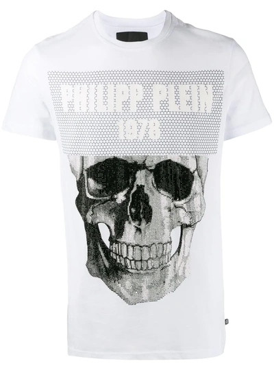 PHILIPP PLEIN ROUND NECK SKULL T-SHIRT - 白色