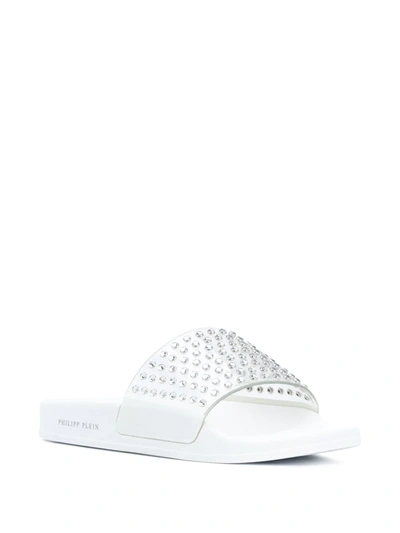 Shop Philipp Plein Crystal Studded Sandals In White