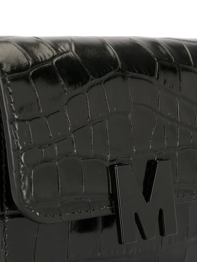Shop Msgm M Crocodile-embossed Mini Crossbody Bag In Black