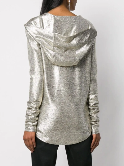 BALMAIN LAMINATED-EFFECT HOODED KNIT TOP - 金色