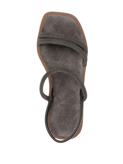 Shop Brunello Cucinelli Monili Slingback-strap Sandals In Silver