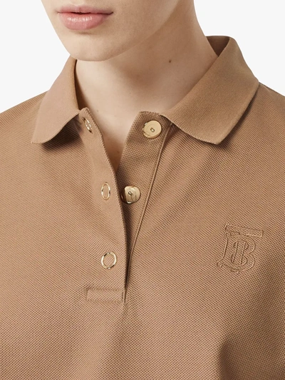 Shop Burberry Monogram Motif Cotton Piqué Polo Shirt In Neutrals