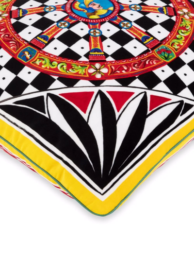 Dolce & Gabbana Small Carretto-print Velvet Cushion In White