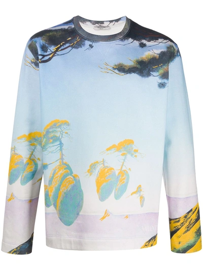 Shop Valentino Floating Island Print Sweatshirt In Blue