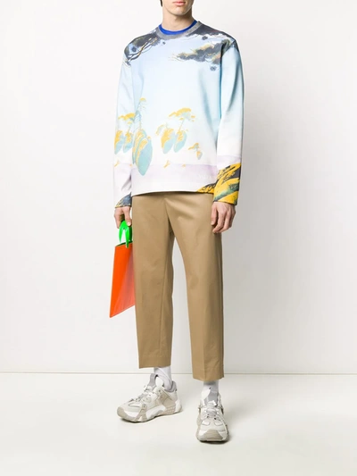 Shop Valentino Floating Island Print Sweatshirt In Blue