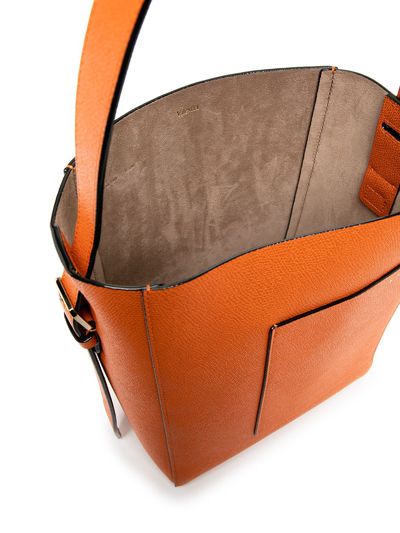 Shop Valextra Medium Leather Tote Bag In Orange