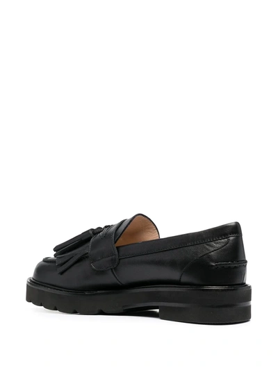 Stuart Weitzman Mila Lift Tassel-embellished Loafers In Black