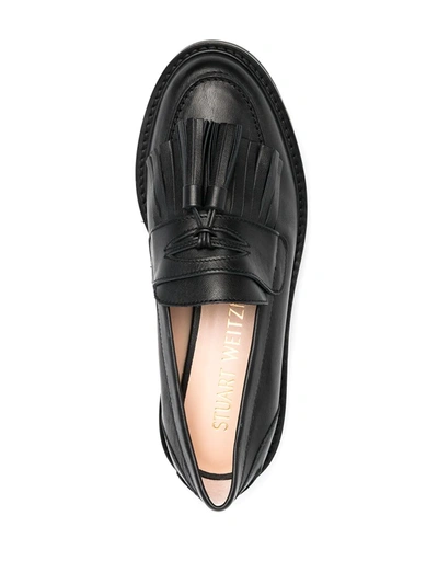 Stuart Weitzman Mila Lift Tassel-embellished Loafers In Black