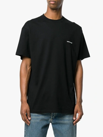 Shop Balenciaga Logo Print T-shirt In Black