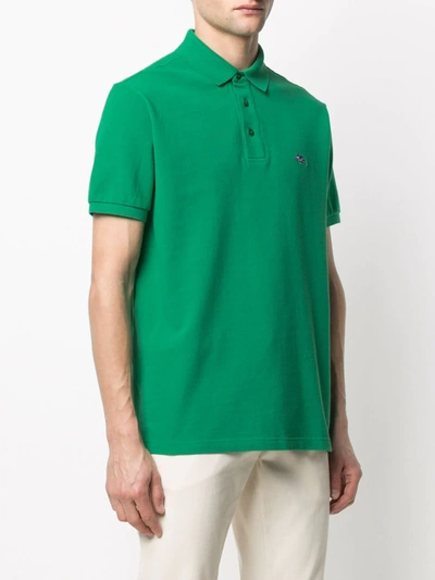 Shop Etro Embroidered Logo Polo Shirt In Green