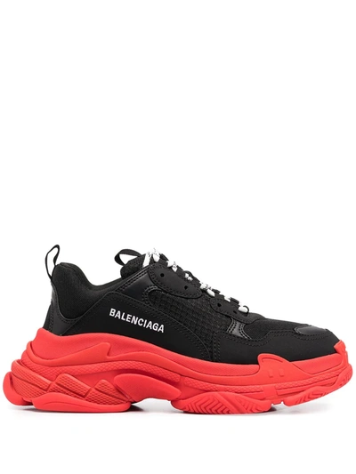 Shop Balenciaga Triple S Two-tone Low-top Sneakers In Black