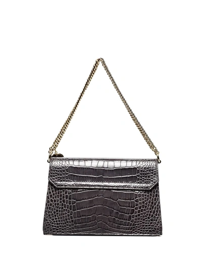 Shop Givenchy Gv3 Crocodile-effect Shoulder Bag In Grey